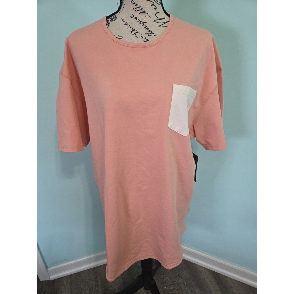 Bylt Mens extra large Drop Cut Crew Neck Shirt pocket peach Lux Short Sleeve